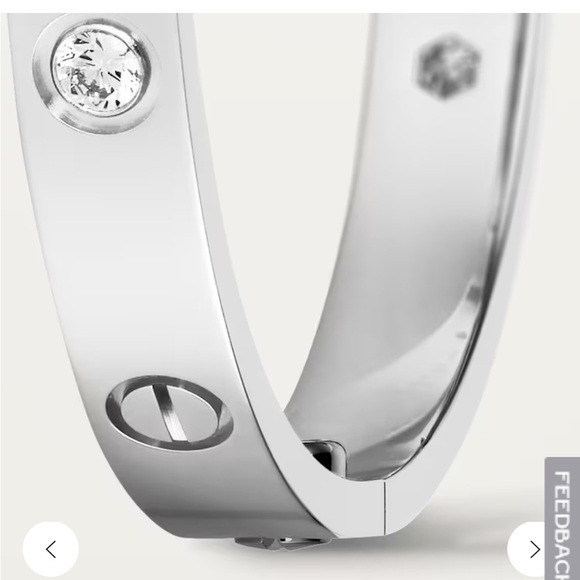 Authentic used white gold 18 kt Love bracelet 4 diamonds size 16 - Picture 2 of 8